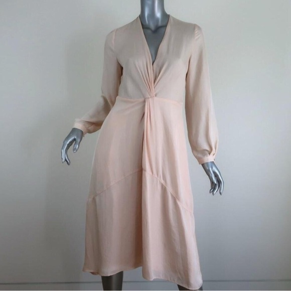 Vince Dresses & Skirts - VINCE Light Pink Silk Midi Dress in Neutral Cream Small Size 4